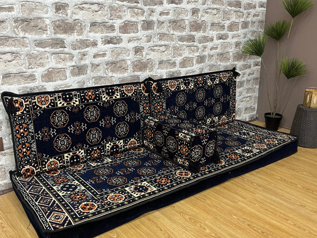 Ensemble salon traditionnel " style perse bleue nuit " Sedirhan