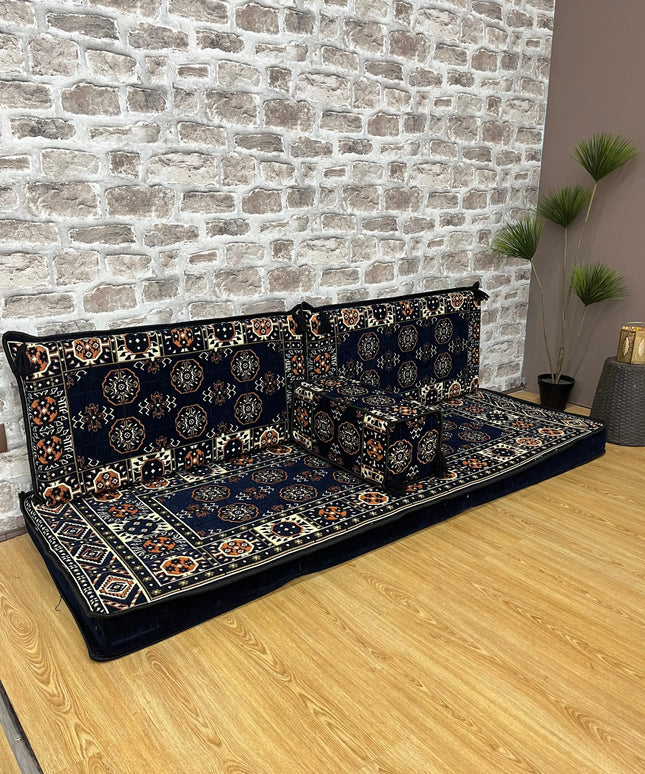 Ensemble salon traditionnel " style perse bleue nuit "