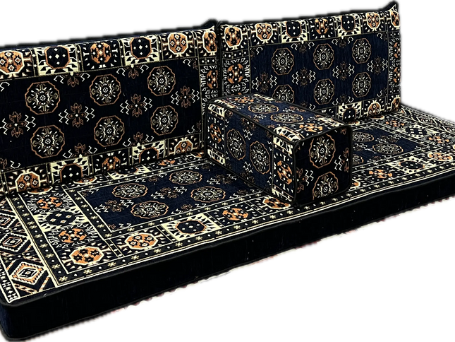 Ensemble salon traditionnel " style perse bleue nuit " Sedirhan