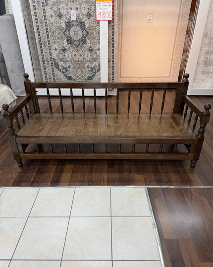 Sedir 3 places banc en bois noyer massif verni - Sedirhan
