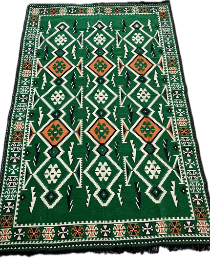 Tapis Kilim Anadolu vert émeraude 200x300 cm Sedirhan