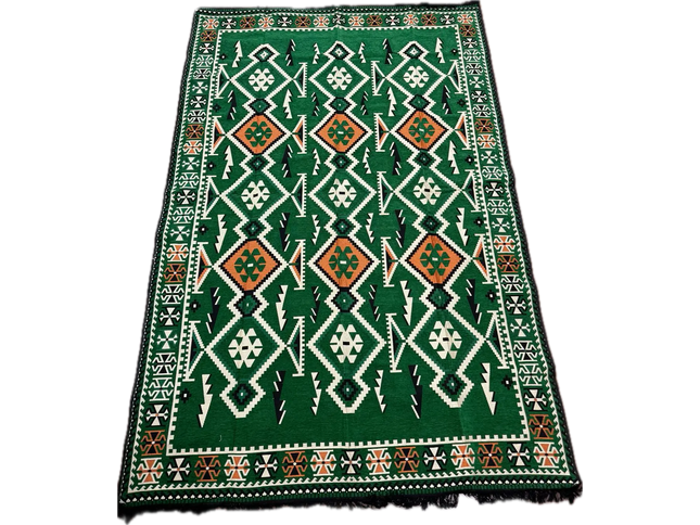 Tapis Kilim Anadolu vert émeraude 200x300 cm Sedirhan