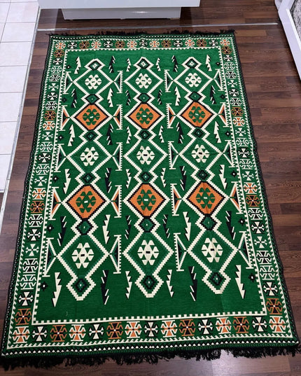Tapis Kilim Anadolu vert émeraude 200x300 cm Sedirhan