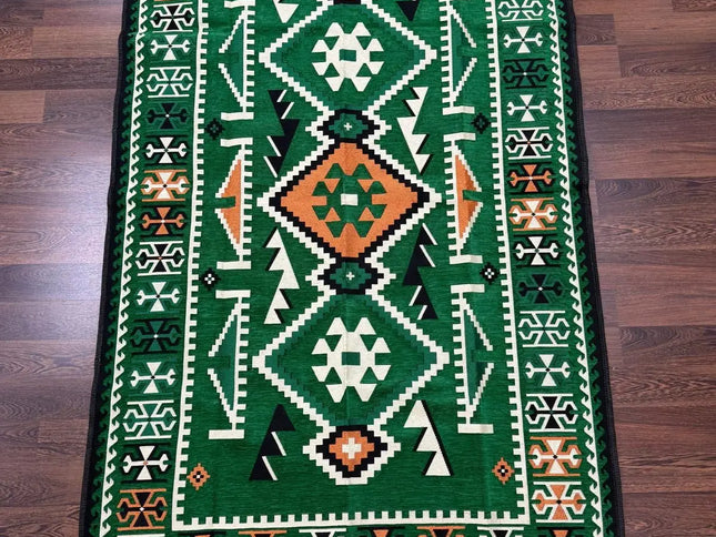 Tapis Kilim Anadolu vert émeraude 120x180 cm Sedirhan