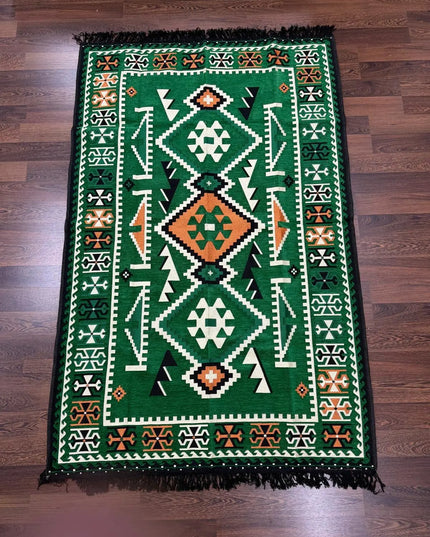 Tapis Kilim Anadolu vert émeraude 120x180 cm Sedirhan