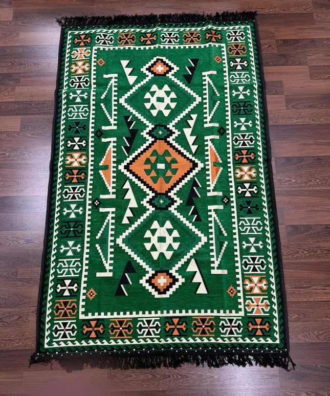 Tapis Kilim Anadolu vert émeraude 120x180 cm Sedirhan