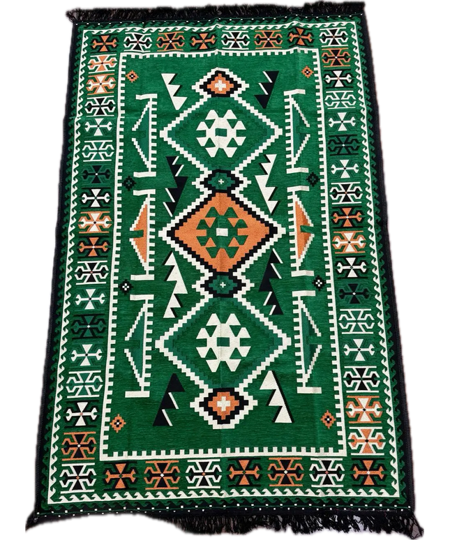 Tapis Kilim Anadolu vert émeraude 120x180 cm Sedirhan