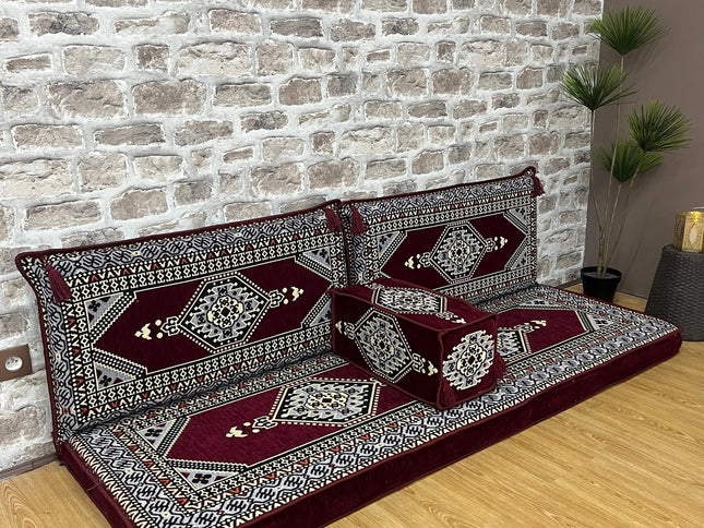Ensemble salon traditionnel "ORIENTAL " bordeaux Sedirhan
