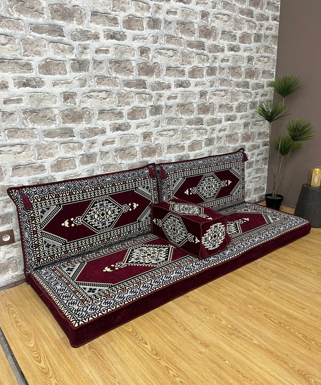 Ensemble salon traditionnel "ORIENTAL " bordeaux