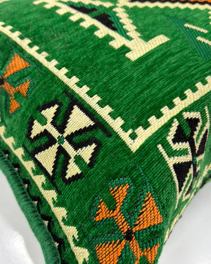 Coussin de sol Kilim Anadolu vert émeraude Sedirhan