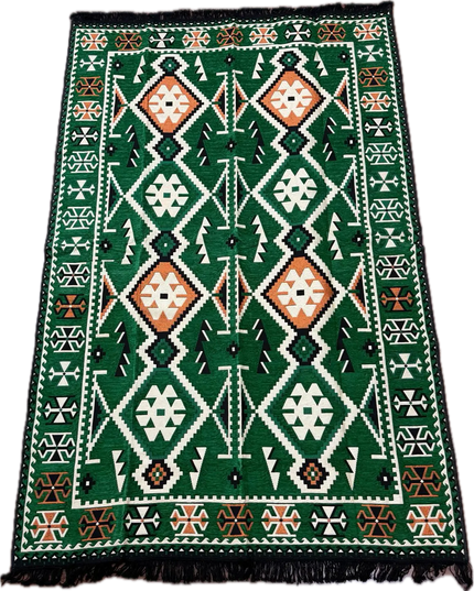 Tapis Kilim Anadolu vert émeraude 170x240 cm Sedirhan