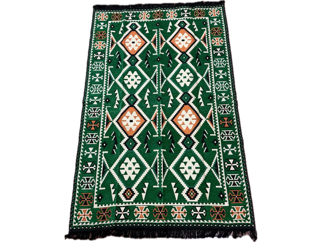 Tapis Kilim Anadolu vert émeraude 170x240 cm Sedirhan
