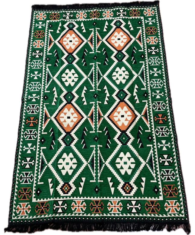 Tapis Kilim Anadolu vert émeraude 170x240 cm Sedirhan