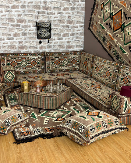 Ensemble salon traditionnel "ANADOLU beige" sark kosesi Sedirhan