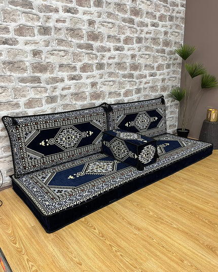 Ensemble salon traditionnel "ORIENTAL " bleu nuit