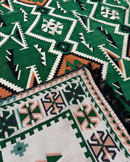 Tapis Kilim Anadolu vert émeraude 200x300 cm Sedirhan