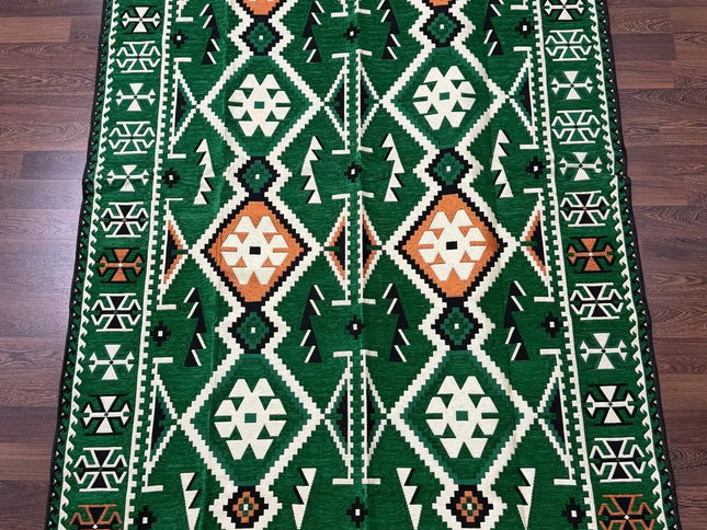 Tapis Kilim Anadolu vert émeraude 170x240 cm Sedirhan