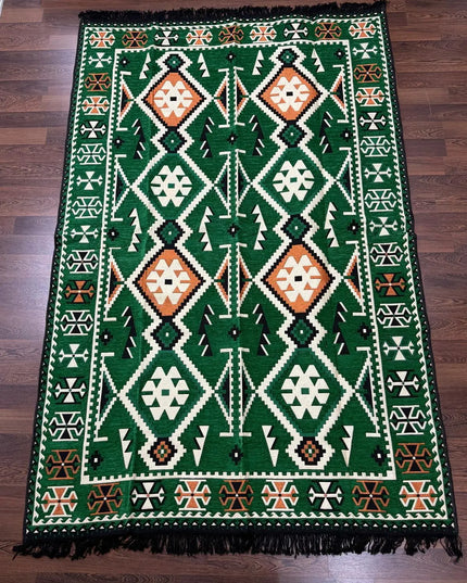 Tapis Kilim Anadolu vert émeraude 170x240 cm Sedirhan