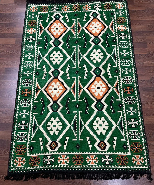 Tapis Kilim Anadolu vert émeraude 170x240 cm Sedirhan