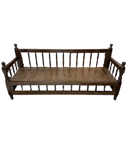 Sedir 3 places banc en bois noyer massif verni - Sedirhan