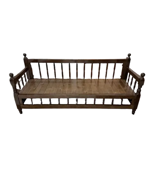 Sedir 3 places banc en bois noyer massif verni - Sedirhan