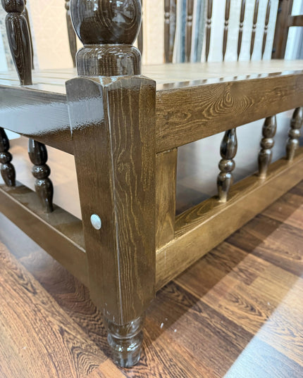 Sedir 3 places banc en bois noyer massif verni Sedirhan