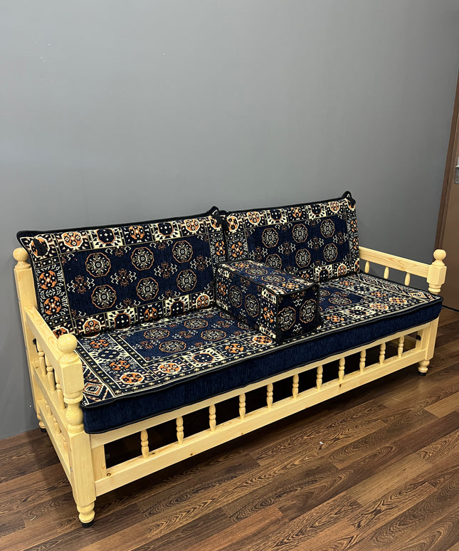 Ensemble salon traditionnel " style perse bleue nuit " Sedirhan
