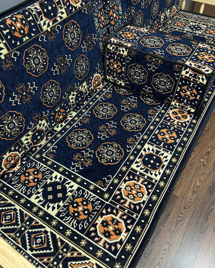 Ensemble salon traditionnel " style perse bleue nuit " Sedirhan