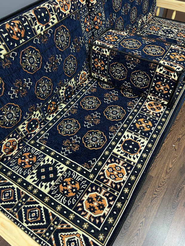 Ensemble salon traditionnel " style perse bleue nuit " Sedirhan