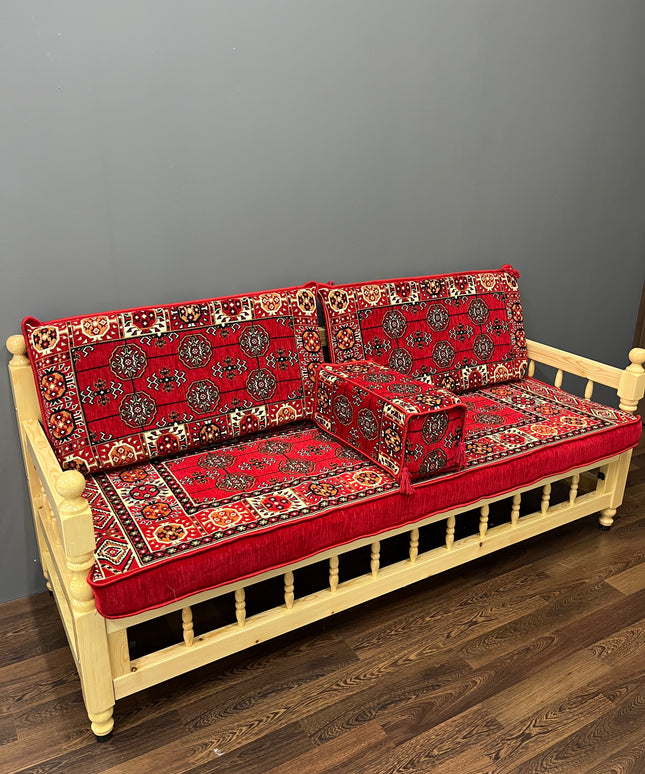 Ensemble salon traditionnel " style perse rouge " Sedirhan