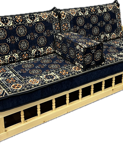 Ensemble salon traditionnel " style perse bleue nuit " Sedirhan