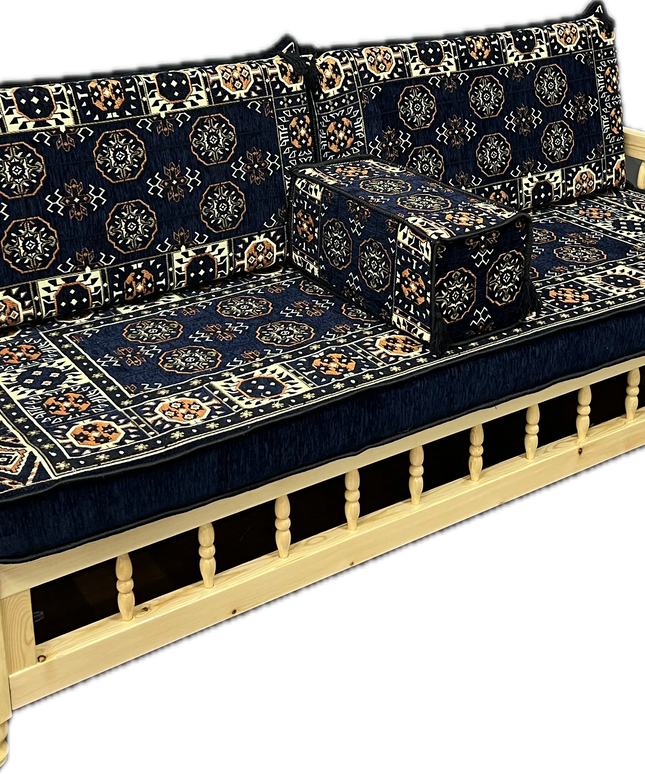 Ensemble salon traditionnel " style perse bleue nuit " Sedirhan